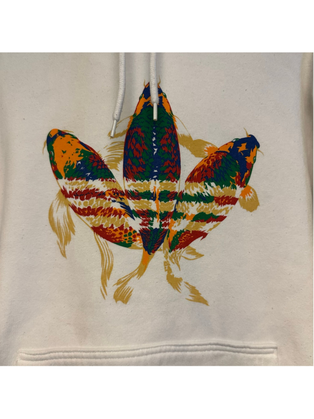 Adidas Koi Fish Graphic Hoodie White Orange Size Medium - Picture 5 of 8